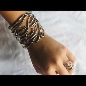 Collette Malouf ring and bracelet “branches” silv